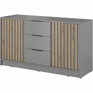 Komoda dwudrzwiowa z lamelami NIKO 155 cm szara